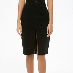Ebony Vintage Style Corduroy Slit Pencil Skirt.